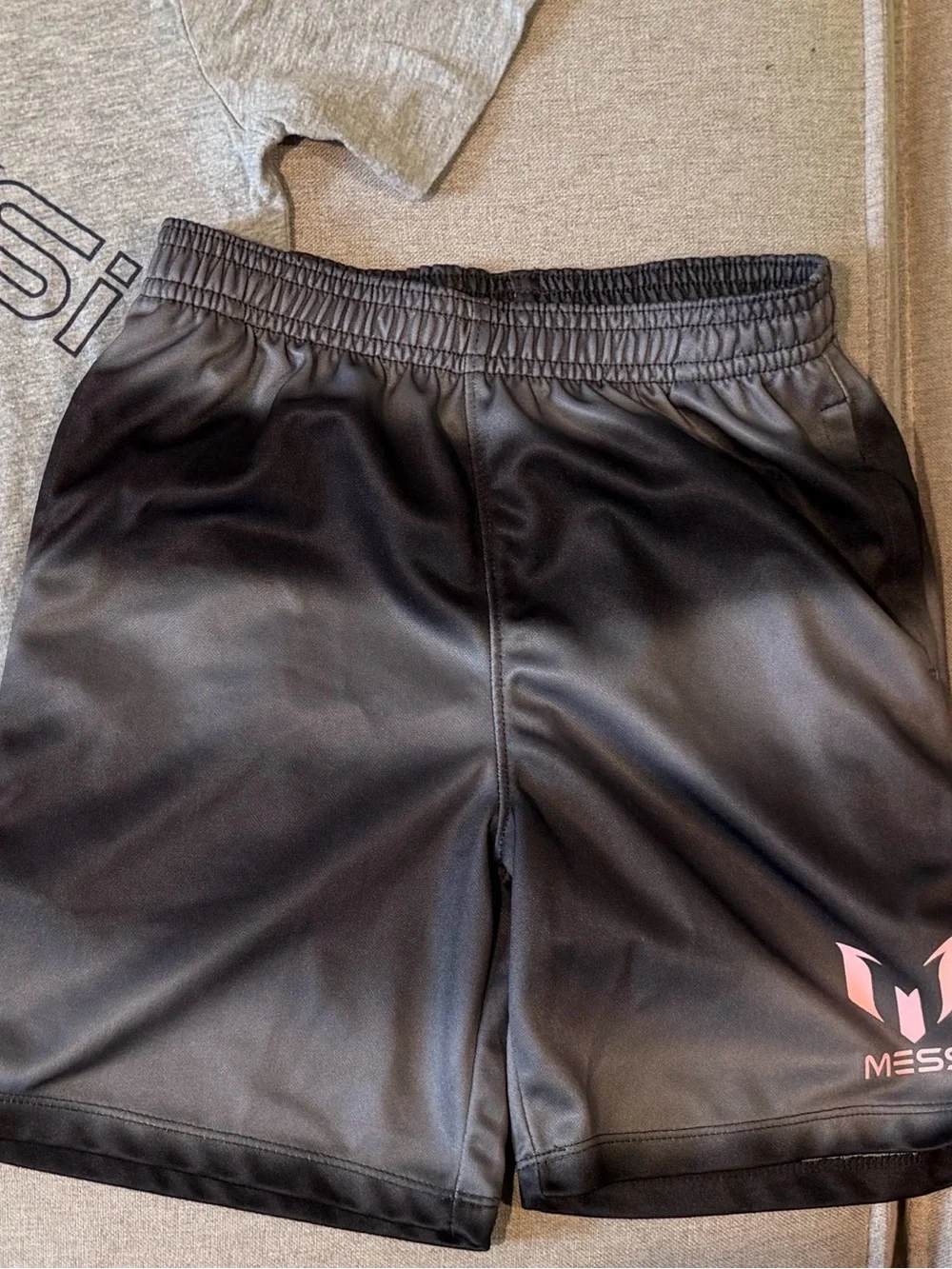 MESSI Set: Kids Matching Graphic Tee and Black Athletic Shorts, Size S